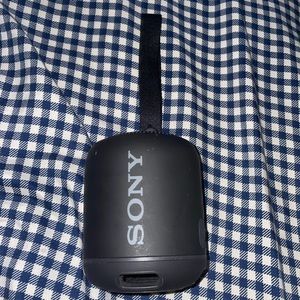 Sony IMTT Bluetooth speaker, goes for about 65$. Takes any Samsung charger.